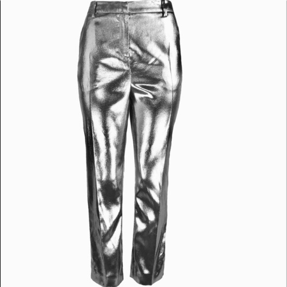 Topshop Pants - TopShop silver metallic tailored pant sz 4